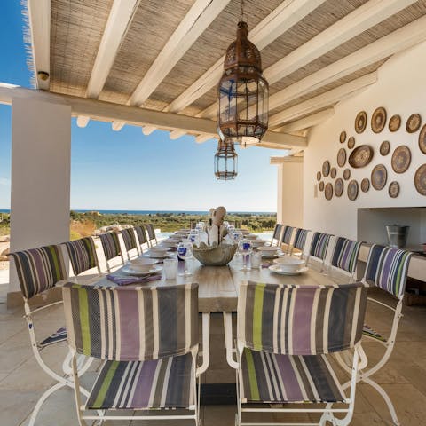 Light the barbecue and enjoy an alfresco meal on the covered terrace