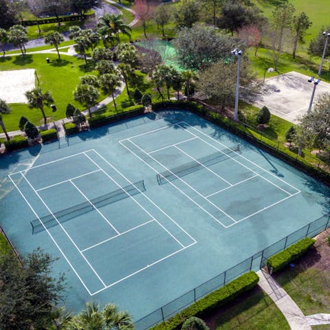 Get competitive at the communal tennis courts