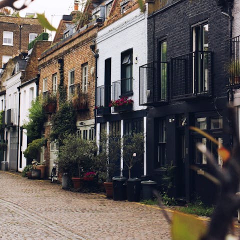 Explore Notting Hill, including Portobello Road Market, a ten-minute stroll away