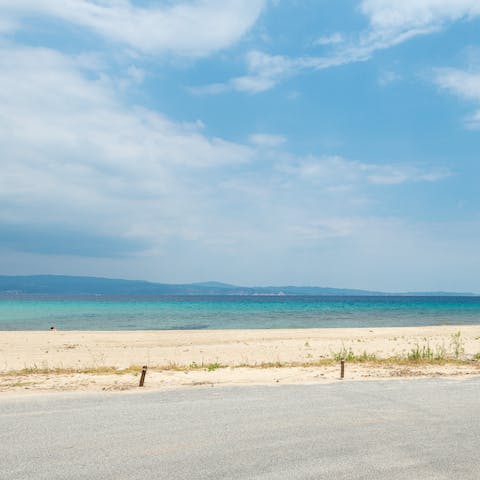 Explore the sandy beach of Trani Ammouda – just a few minute walk away