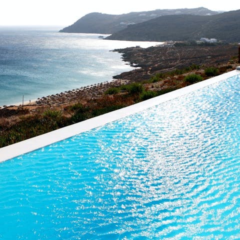 Go for a dip in the infinity swimming pool 