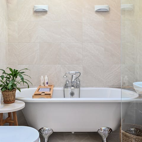 Pamper yourself in the luxurious spa-like bathroom