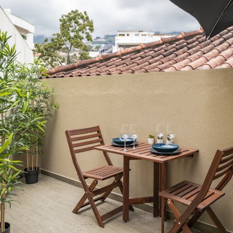 Get together for a tête-à-tête on the private terrace over breakfast