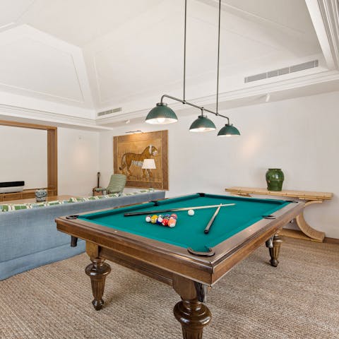 Gather around the billiards table with a nightcap for some evening entertainment