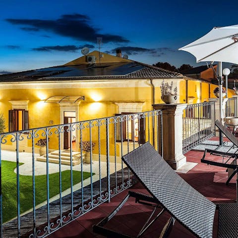 Survey your empire from the elevated terrace and enjoy the balmy Sicilian evenings