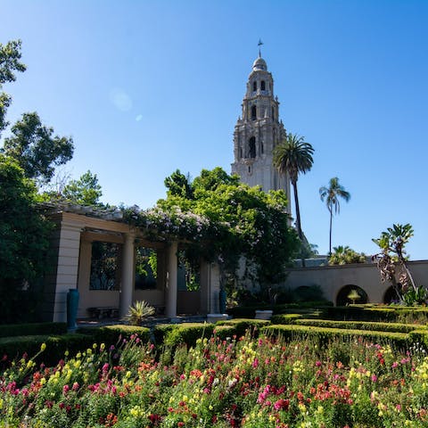 Stroll around beautiful Balboa Park, right across from your front door