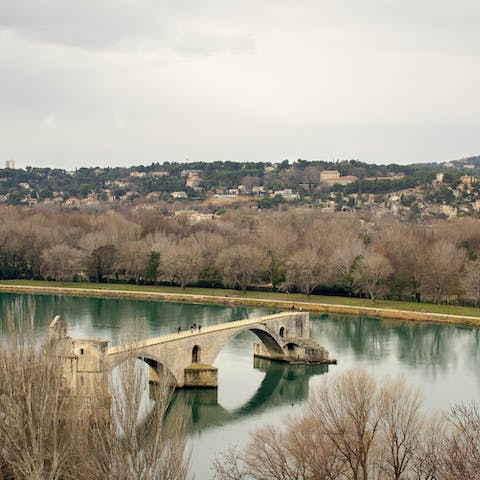 Explore pretty Avignon, a thirty-two-minute drive away