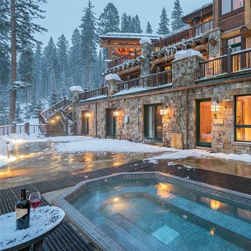 Admire the mountainous landscape from the steaming hot tub