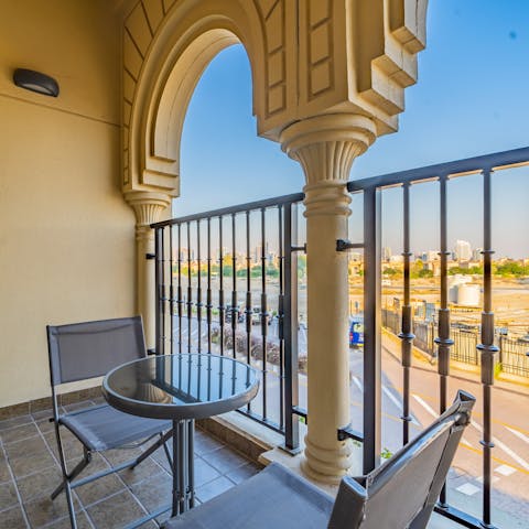 Sip your morning coffee from the private balcony overlooking the golf course 