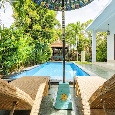 Cool off in the afternoons with a dip in the private pool