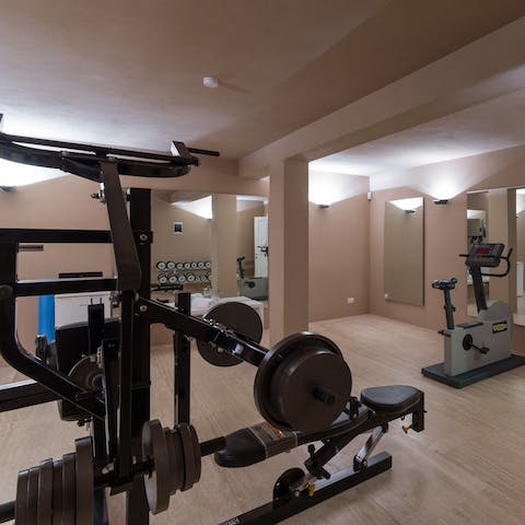 Work up a sweat in the impressive private gym