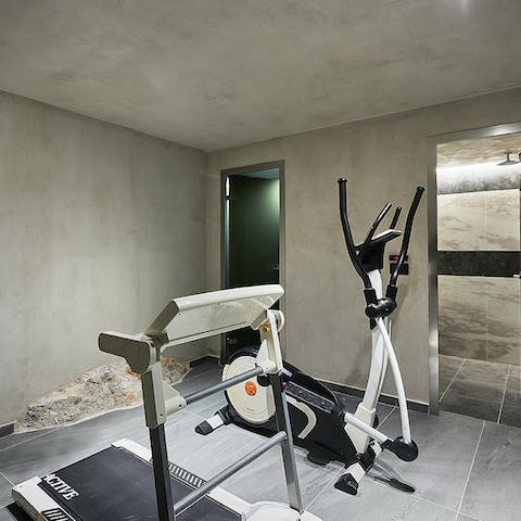 Work up a sweat in the private gym before cooling off under a rain shower