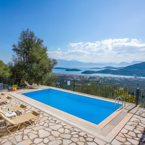 Admire incredible sea views from the private pool and its loungers