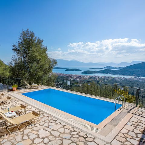 Admire incredible sea views from the private pool and its loungers