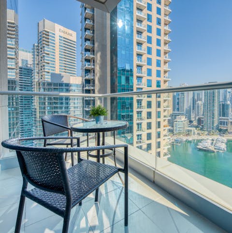 Sip a cup of coffee and take in spectacular views on the private balcony 