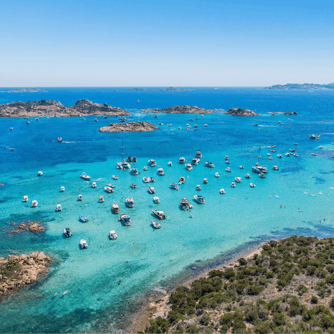 Stroll over to Sardinia's coastline in little over fifteen minutes' walk