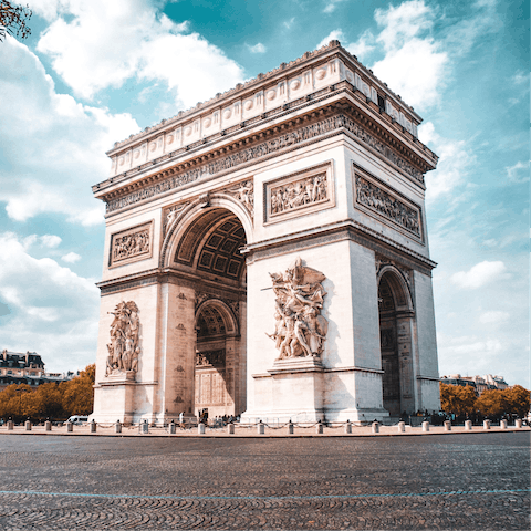 Stroll to the Champs Elysees, two minutes away, and follow it to the Arc de Triomphe