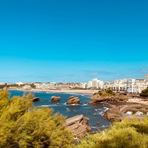 Take a day-trip to Biarritz and its sunny beaches – you can be there in less than an hour