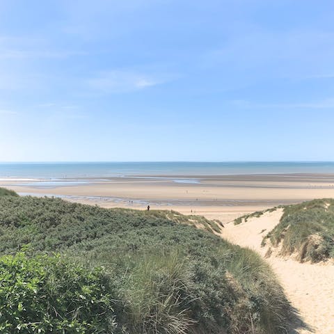 Spend the day at Camber Sands beach, a mere minute's walk from the home