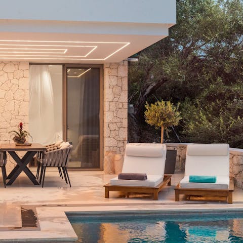 Soak up the Corfu sun from in or beside the private pool