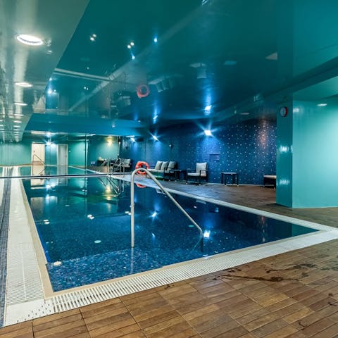 Do some laps in the communal indoor pool 