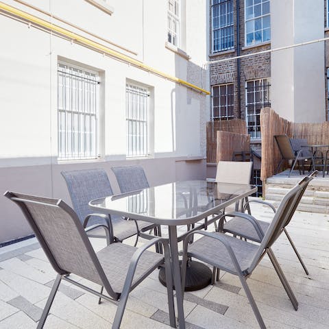 Get some fresh air in the communal courtyard