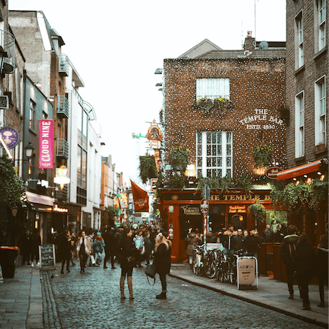 Sample the bars and restaurants of Temple Bar, a twenty-five-minute walk away