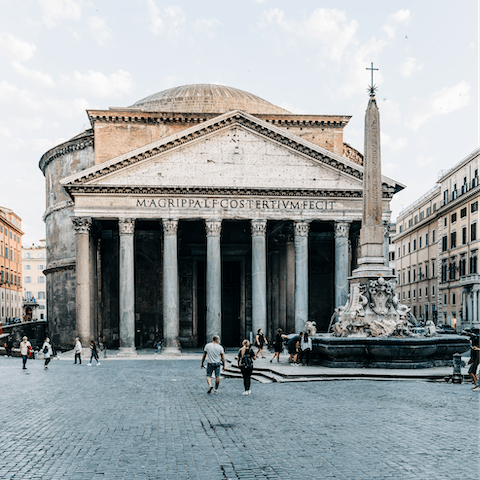 Visit the ancient Roman Pantheon, just a seven-minute walk away