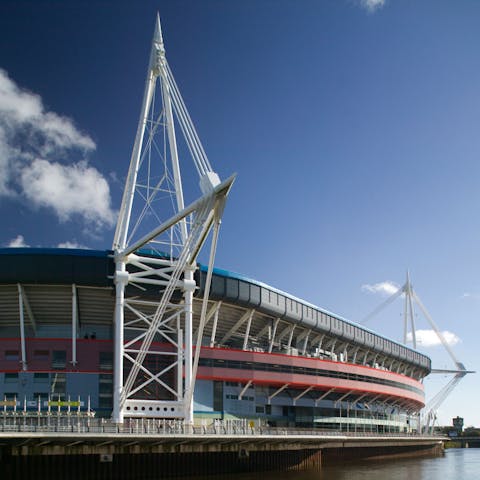 Watch the national team play rugby in Principality Stadium, seven minutes away