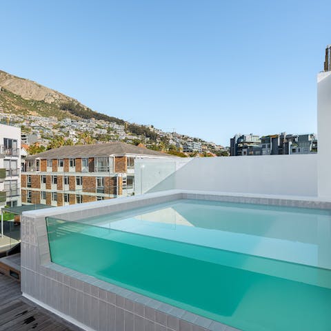 Relax with a soak in the communal plunge pool 