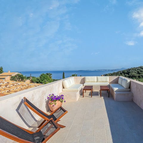 Enjoy views over the Ionian Sea from the elevated terrace