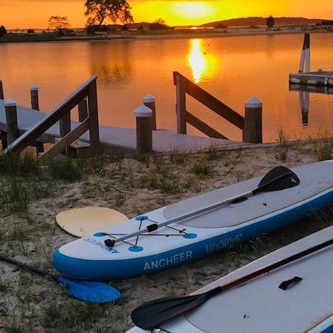 Head out from the private dock for a sunset paddle 