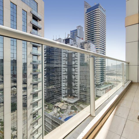 Take in city views from the balcony, a few minutes away from Dubai Mall 