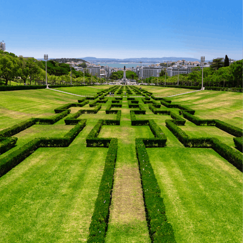Take a stroll through Parque Eduardo VII, a four-minute walk away