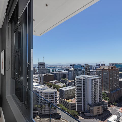 Take in cityscape views from the large windows