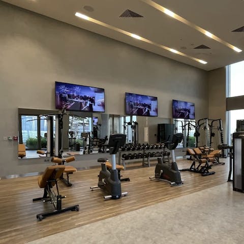 Get your fitness fix with a spin session in the shared gym