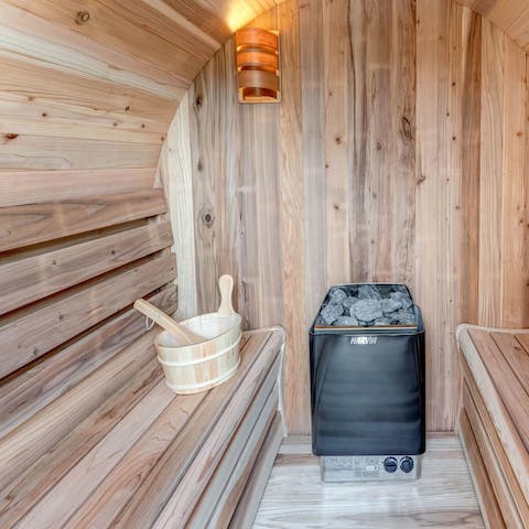Unwind in the home's outdoor sauna