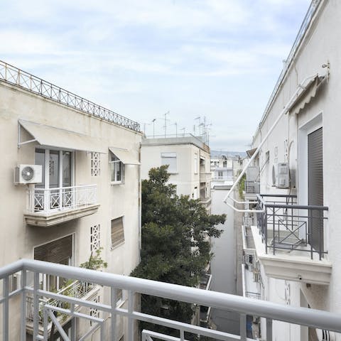 Enjoy coffee on the balcony of this 7th-floor home