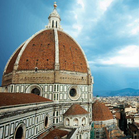 Visit the beautiful Cathedral of Santa Maria del Fiore, a twenty-two-minute walk away