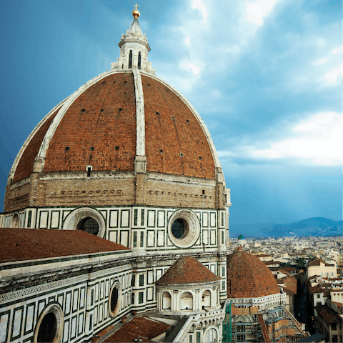 Visit the beautiful Cathedral of Santa Maria del Fiore, a twenty-two-minute walk away
