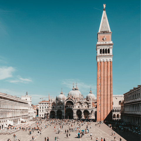Stroll five minutes to Saint Mark's Square, one of the most famous piazzas in Venice