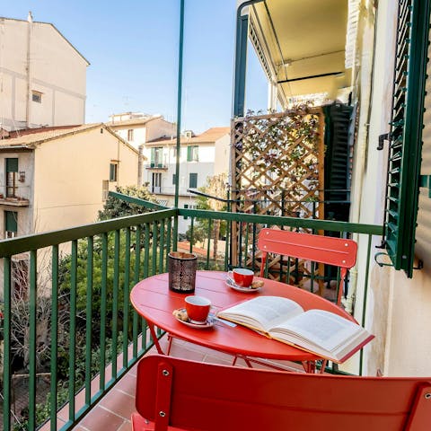 Enjoy relaxing and reading on the little balcony