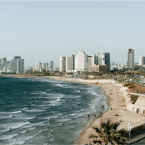 While away the hours on Aviv Beach, just ten minutes away