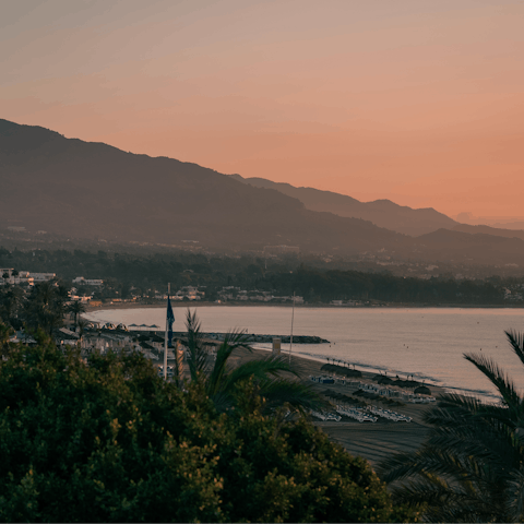 Dine along the Puerto Banus harbour waterfront, a short drive away