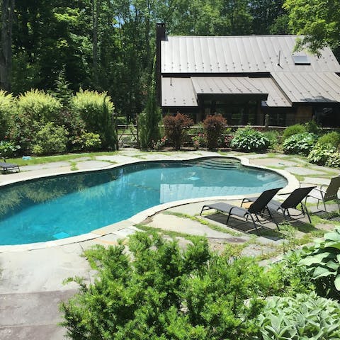 Plunge into the heated outdoor pool to cool off during the summer months