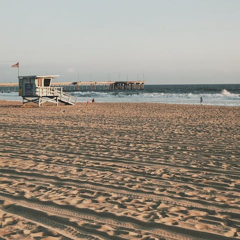 Relax on the golden sands of Venice Beach, just over fifty yards from your home