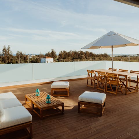 Gather on the rooftop terrace and enjoy views of the Atlantic ocean