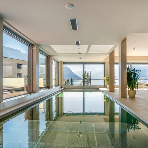 Take a dip in either the heated indoor pool or outdoor hot tub