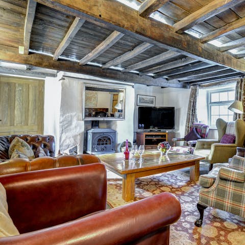 Antique wooden beams and period  features galore