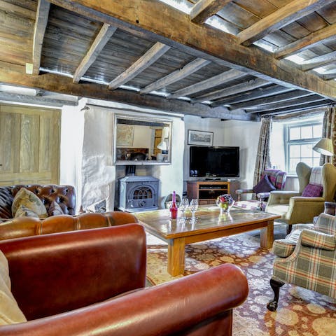 Antique wooden beams and period features galore